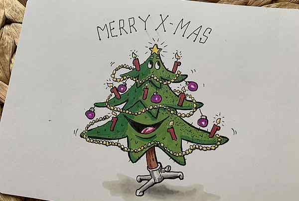 Illustration tanzender Weihnachtsbaum