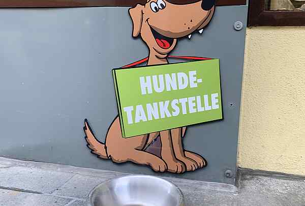 Illustration und Beschriftung, Hunde Tankstelle, Crystal, Würzburg
