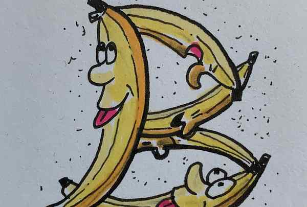 Illustration des Buchstaben B. Aus Bananen