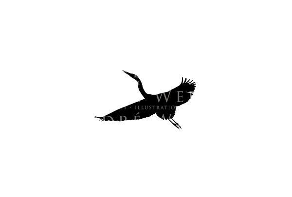 Aufkleber Fischreiher fliegt am Himmel über dem See, Wildtier